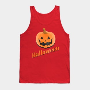 Halloween pumpkin jack o lantern with vintage text Tank Top